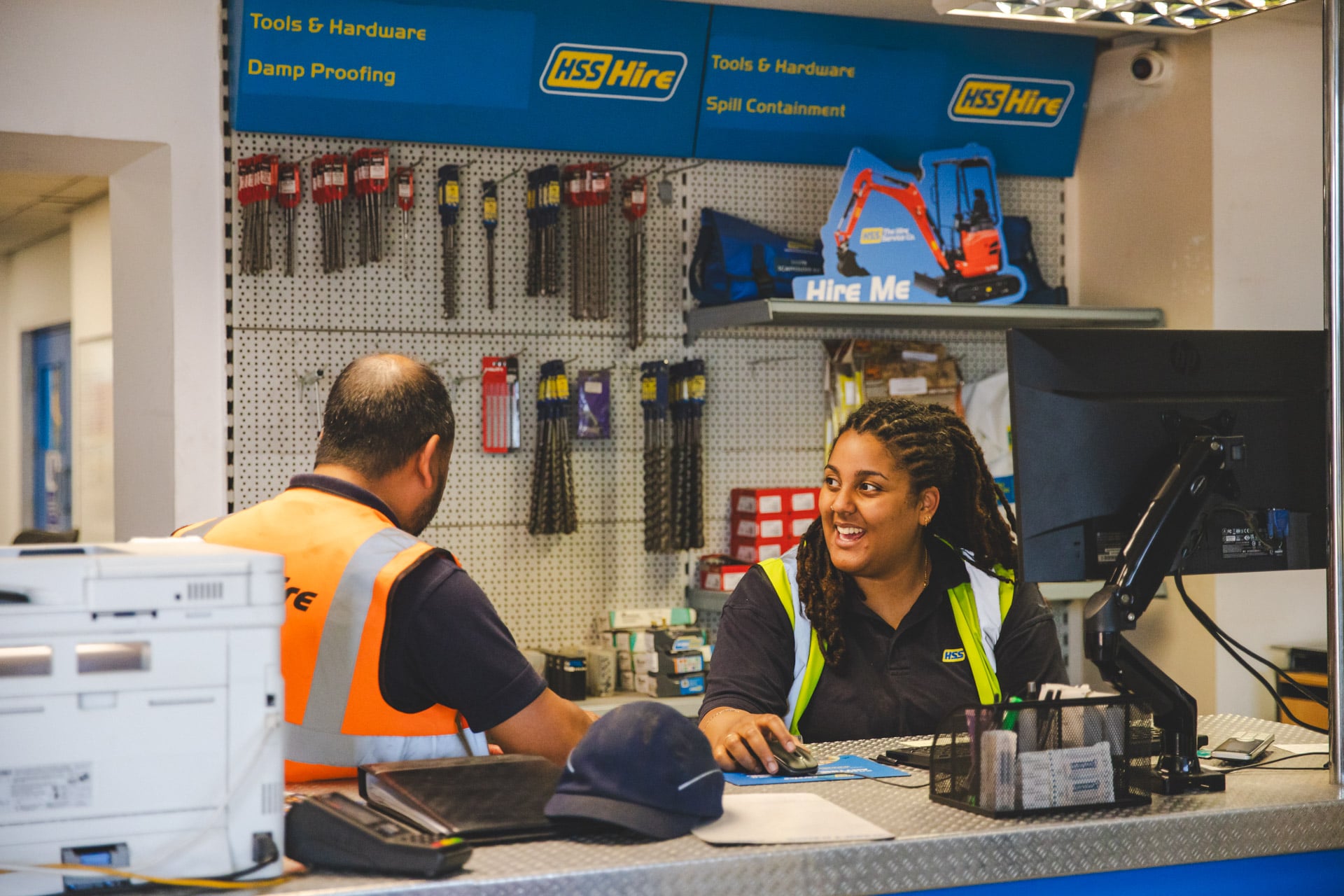 Eve Tyson building trusted relationships with a customer at The Hire Service Company.