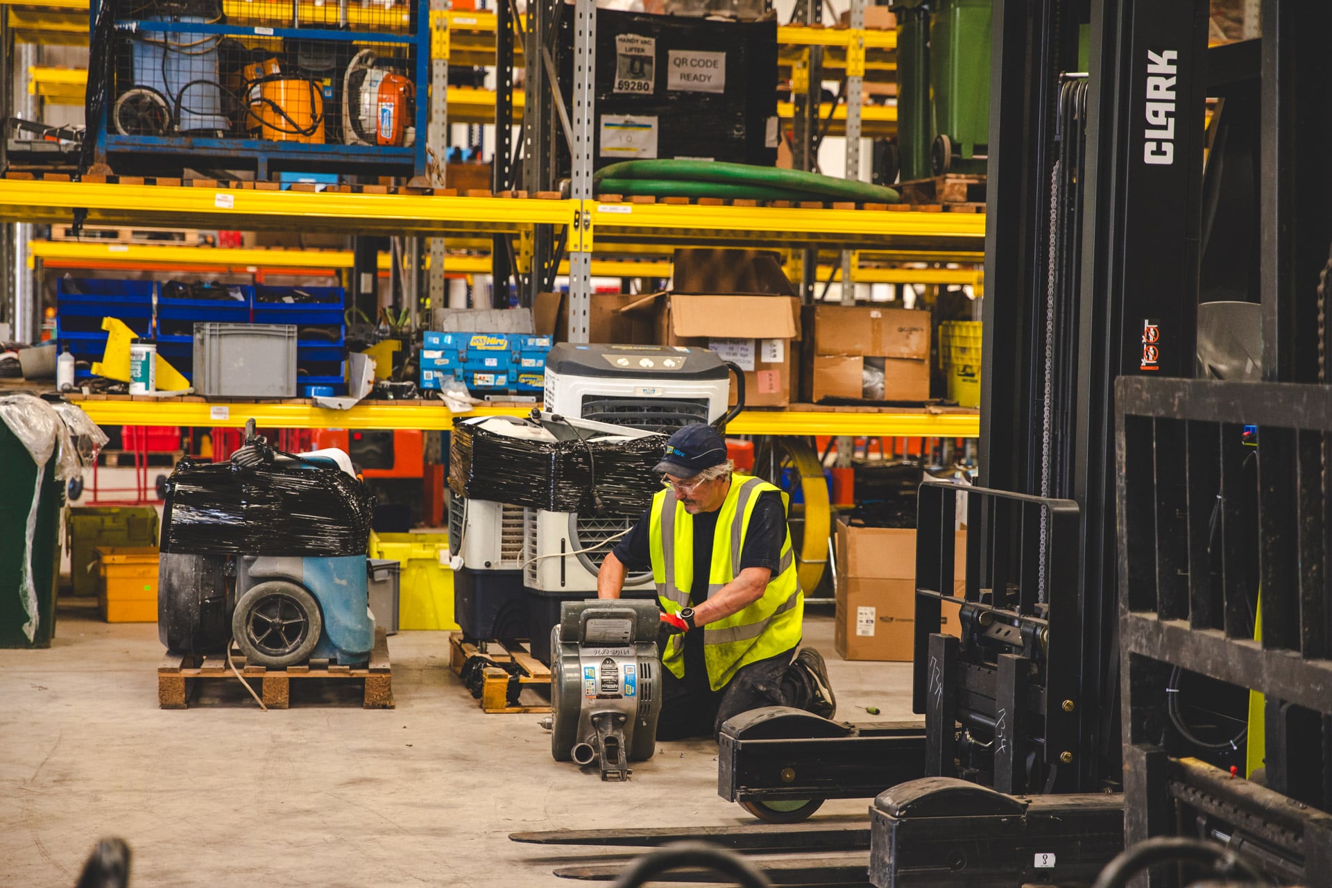 Danielle Morrison from The Hire Service Company supporting a customer with equipment hire in a professional setting.
